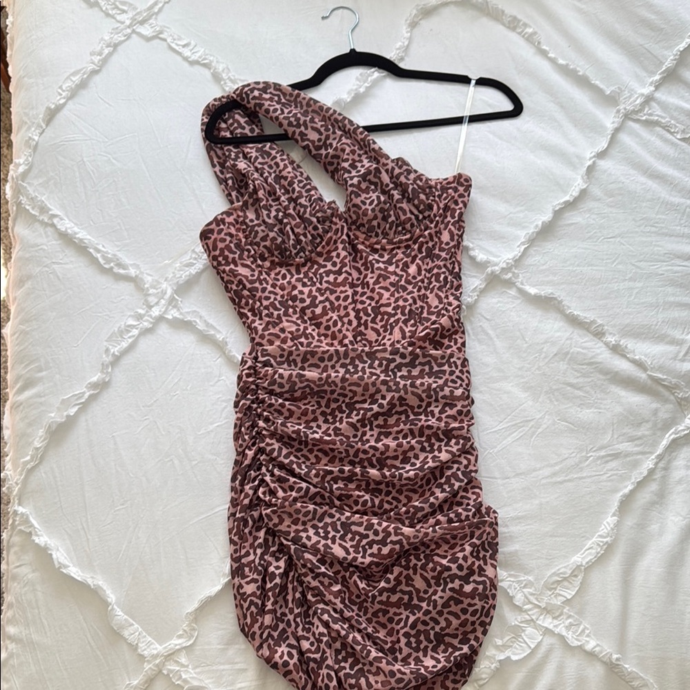 House of CB Animal Print One-Shoulder Mini Dress